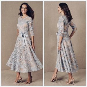 BHLDN Linden Blue Midi Tea Length dress NEW
